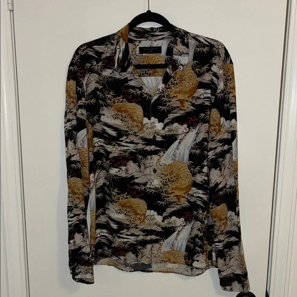 All Saints Sumatra Slim Fit Button Down Long Sleeve Shirt - Picture 5 of 8